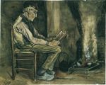 Farmer Sitting at the Fireside, Reading